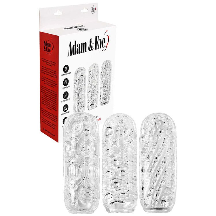 Adam & Eve ADAM'S CRYSTAL TRIO - Clear Strokers - 3 Pack - MASTURBATORS