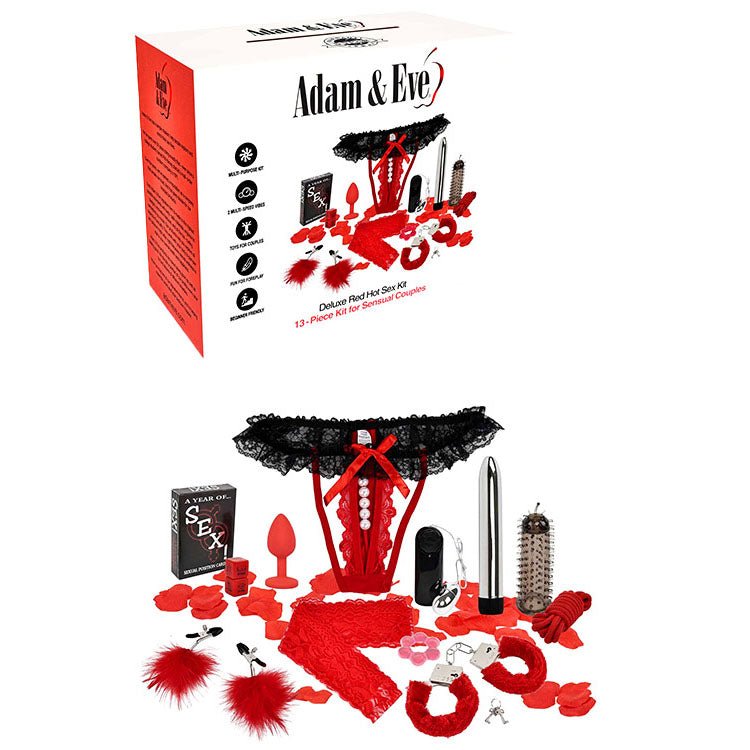 Adam & Eve DELUXE RED HOT SEX KIT - Couples Kit - 13 Piece Set - KITS