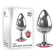 Adam & Eve Pink Gem Anal Plug - Large - Silver Large cm Metal Butt Plug with Pink Gem - ANAL TOYS