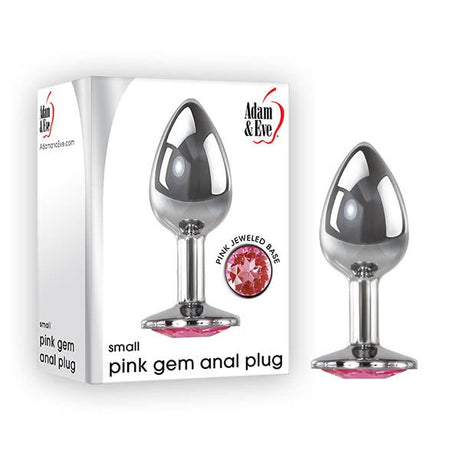 Adam & Eve Pink Gem Anal Plug - Small - Silver Small 7.1 cm Metal Butt Plug with Pink Gem - ANAL TOYS