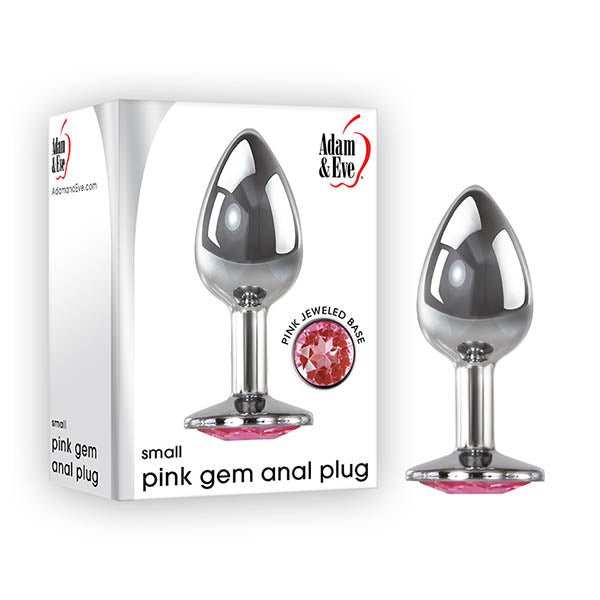Adam & Eve Pink Gem Anal Plug - Small - Silver Small 7.1 cm Metal Butt Plug with Pink Gem - ANAL TOYS