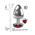 Adam & Eve Red Heart Gen Anal Plug - Large - Metallic 9.5 cm Butt Plug with Heart Gem Base - ANAL TOYS
