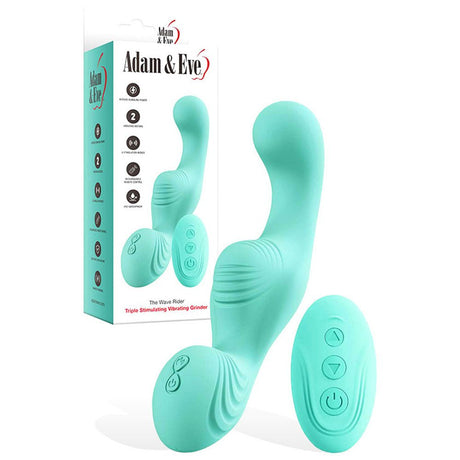 Adam & Eve THE WAVE RIDER - Teal USB Rechargeable Triple Stimulating Grinder Pad with Remote Control - STIMULATORS