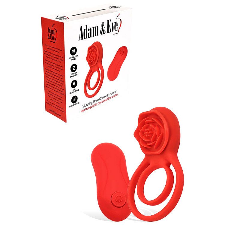 Adam & Eve VIBRATING ROSE DOUBLE ENHANCER - COCK RINGS