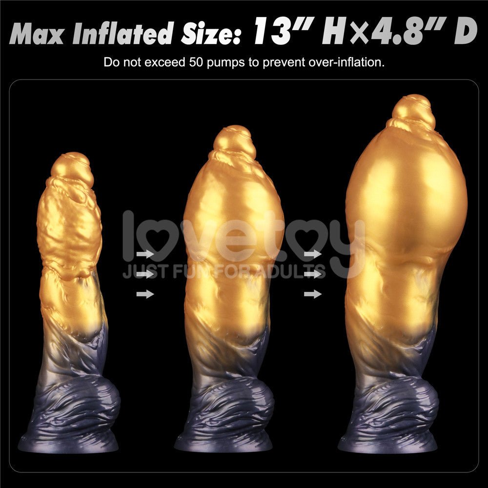 Aerosx 10 Inch Dual Density Inflatable Dildo Gold Blue 33 Cm Inflatable Fantasy Experience - DONGS