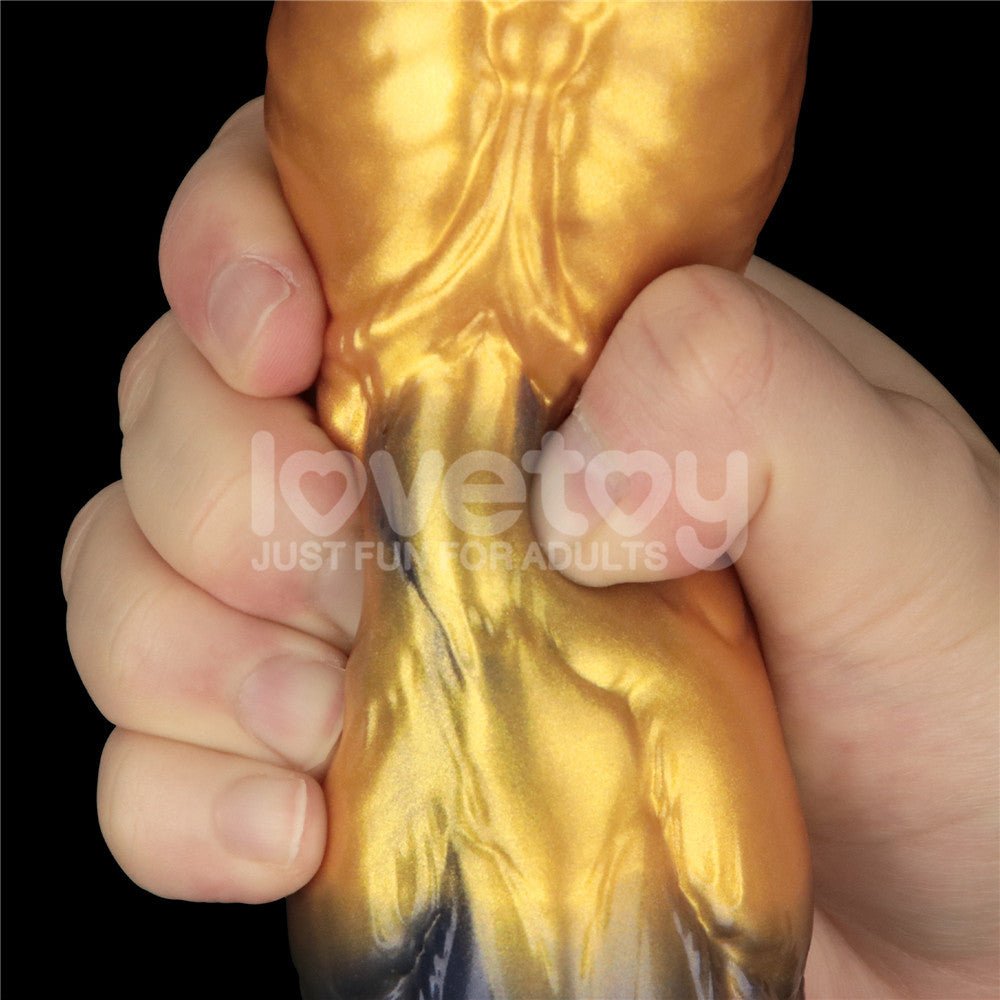 Aerosx 10 Inch Dual Density Inflatable Dildo Gold Blue 33 Cm Inflatable Fantasy Experience - DONGS