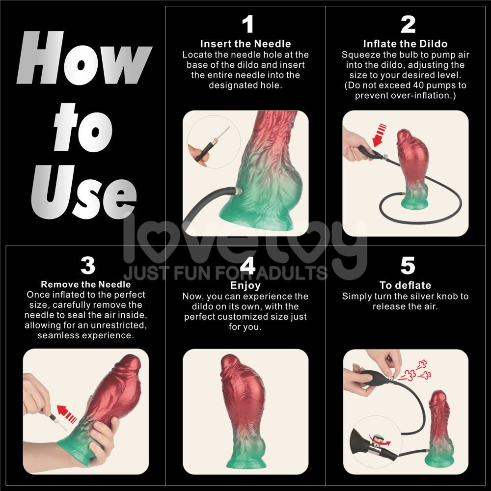 Aerosx 8 Inch Dual Density Inflatable Dildo - Red/Green 28 cm - DONGS