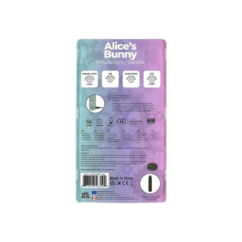 Alices Bunny Rechargeable Bullet w Rabbit Sleeve Teal - Adult Toys