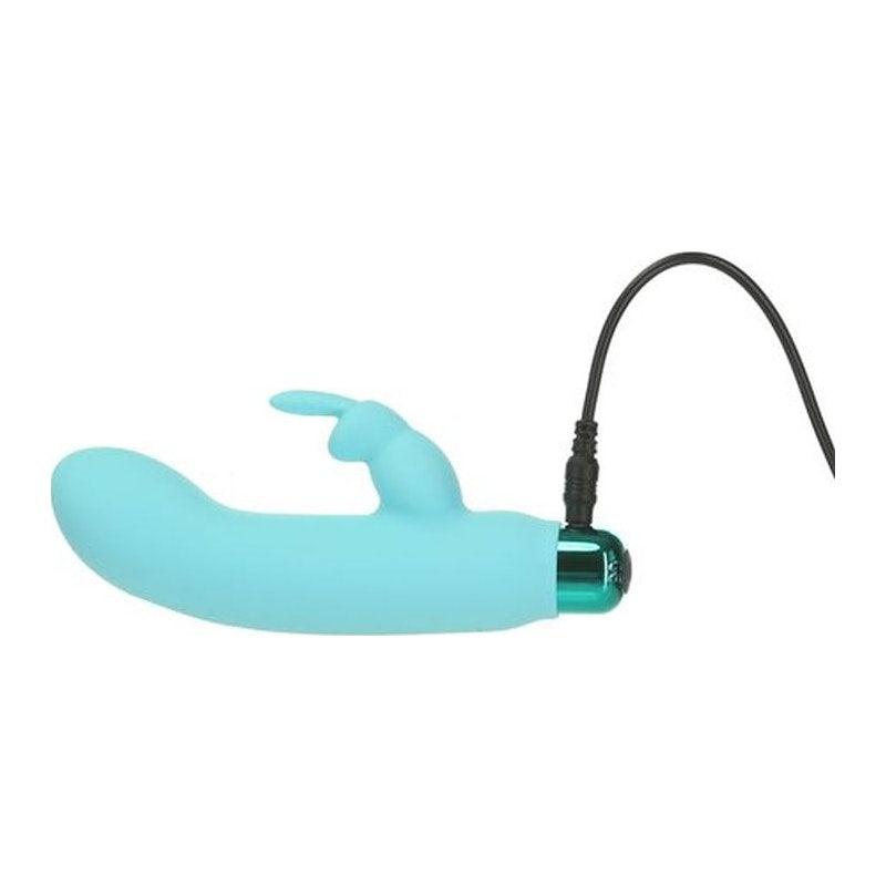 Alices Bunny Rechargeable Bullet w Rabbit Sleeve Teal - Adult Toys