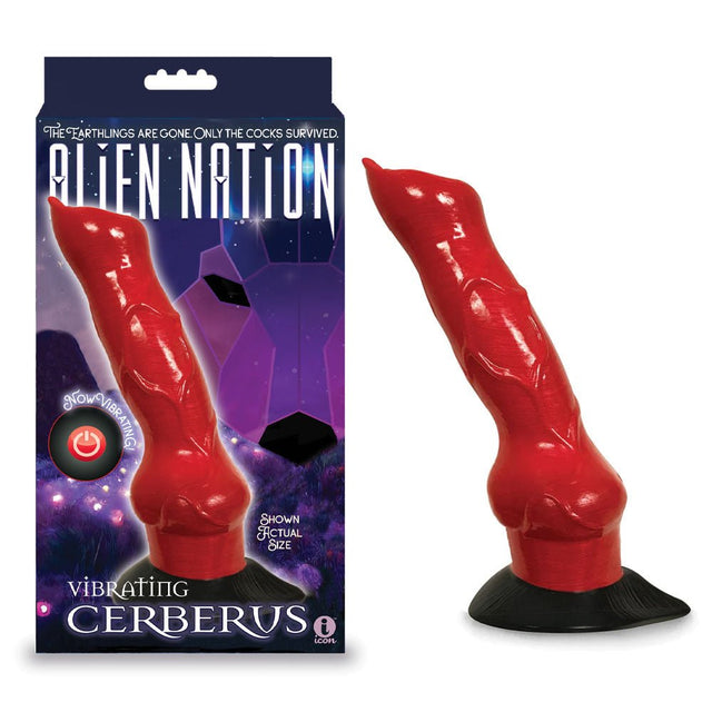 Alien Nation - Cerberus Vibrating - Red 20.3 cm Vibrating Canine Fantasy Dong - DONGS