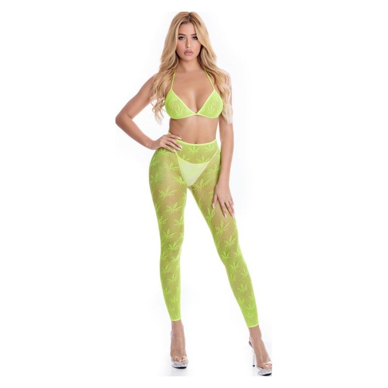All About Leaf Bra Set Green - Lingerie