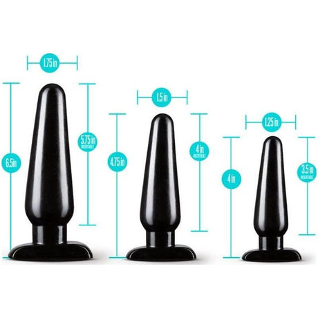 Anal Adventures 3 Pc Basic Plug Kit Black - Naughty by Nature Adult Store