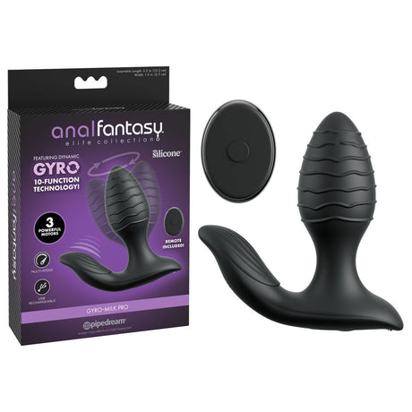 Anal Fantasy Elite Gyro Milk Pro Black USB Rechargeable Gyrating Butt Plug - ANAL TOYS
