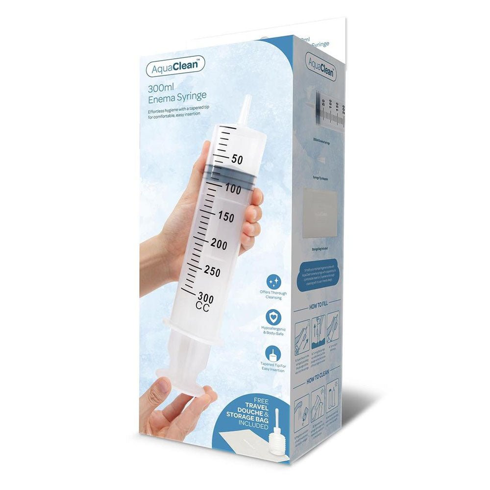 AquaClean 300ml Enema Syringe - 300 ml Capacity with Free Travel Douche Included - HEALTH CARE