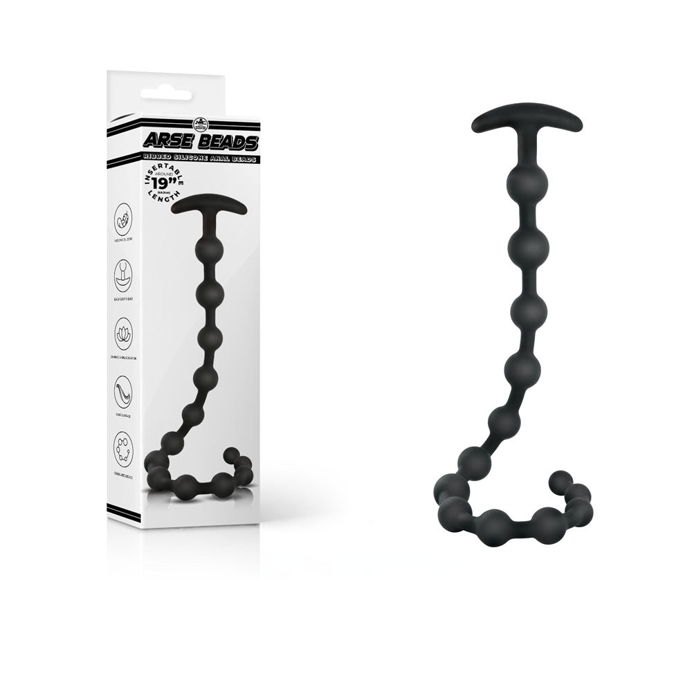 Arse Beads - Black 48 cm Silicone Anal Beads - ANAL TOYS