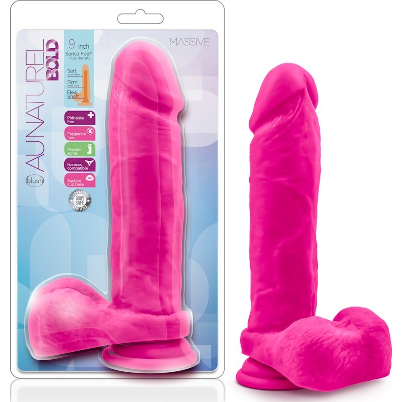 Au Naturel Bold Massive 9in Dildo Pink - Adult Toys