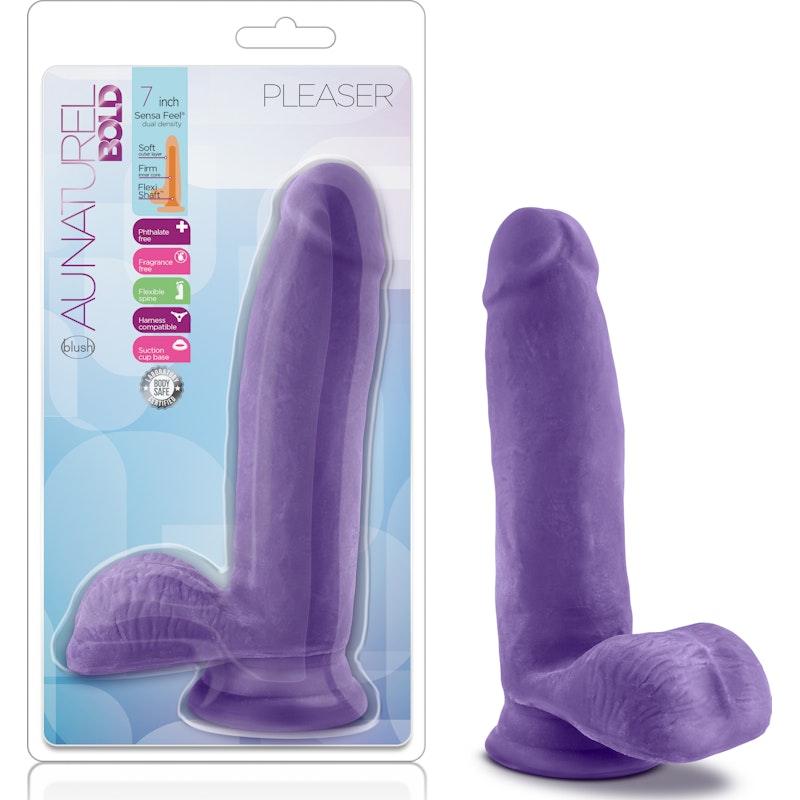 Au Naturel Bold Pleaser 7in Dildo Purple - Adult Toys