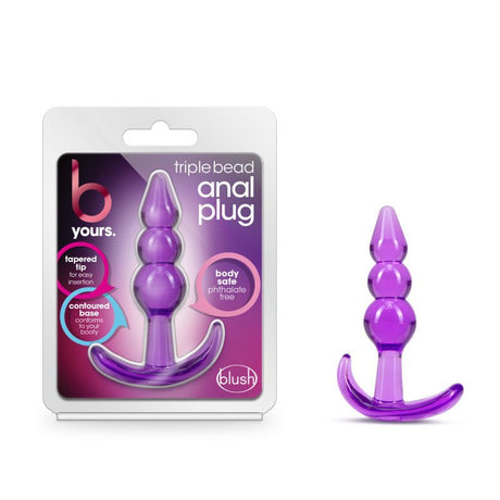 B Yours Triple Bead Anal Plug - Purple 9.5 cm Butt Plug - Anal Toys