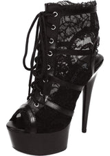 Black Lace Open Toe Platform Ankle Bootie 6in Heel - Naughty by Nature Adult Store