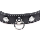 Bling Vixen Leather Choker w Clear Rhinestones - Adult Toys