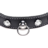 Bling Vixen Leather Choker w Clear Rhinestones - Adult Toys