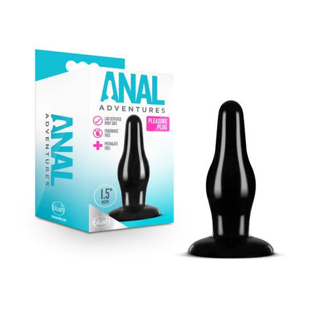 Blush Novelties Anal Adventures Pleasure Plug - Black PVC 4.25" - Anal Toys