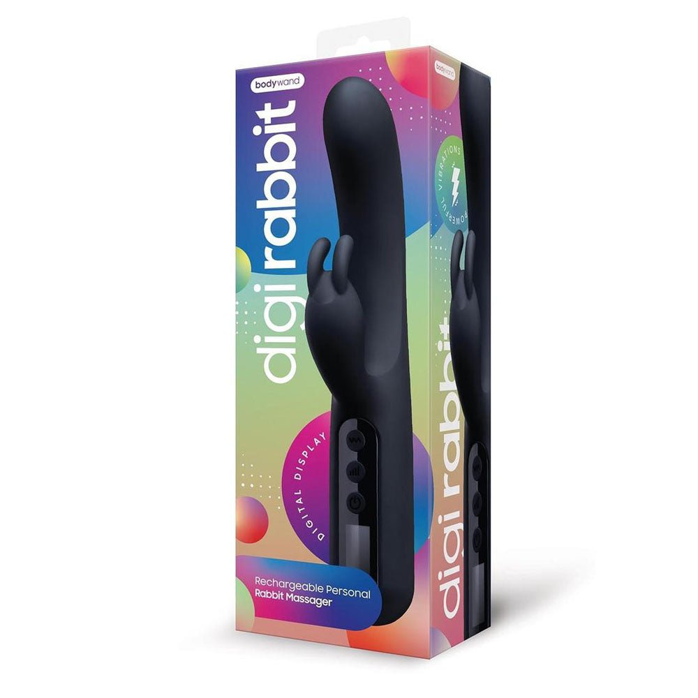Bodywayd Digi Rabbit Black 23 Cm Silicone Dual Stimulation Rabbit Vibrator With LED Display - VIBRATORS
