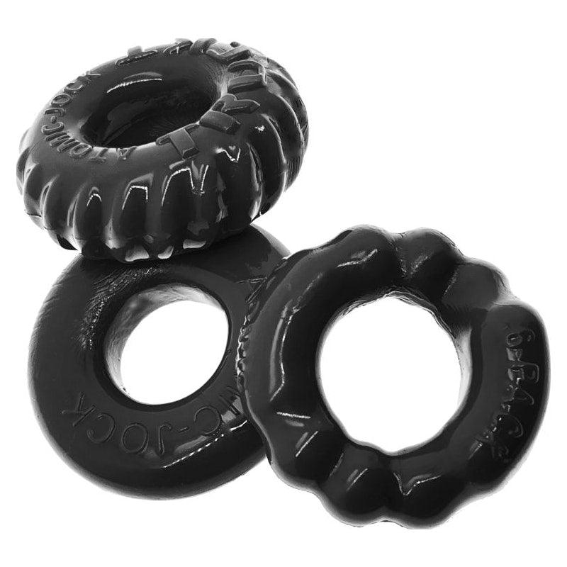 Bonemaker 3 Pc Cockring Set Black - Adult Toys