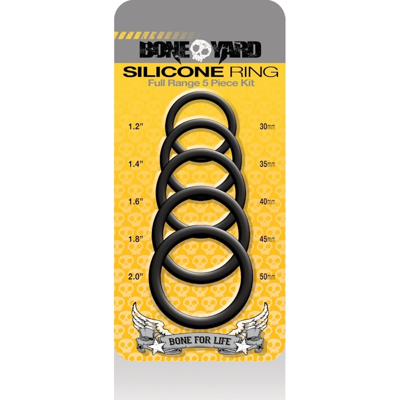 Boneyard Silicone Ring 5 Pc Kit Black - Adult Toys