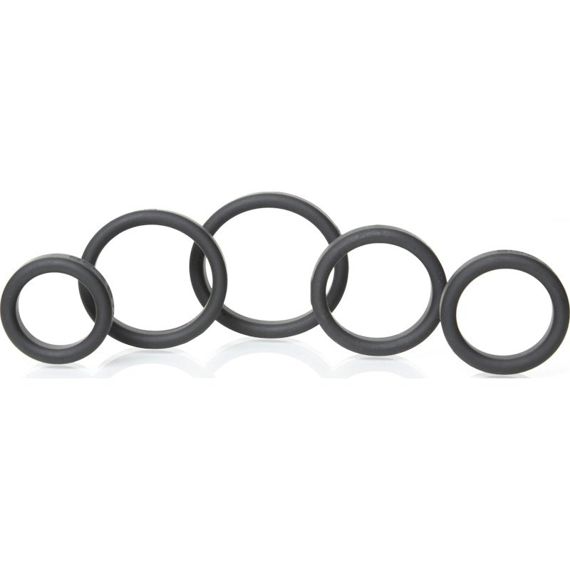 Boneyard Silicone Ring 5 Pc Kit Black - Adult Toys