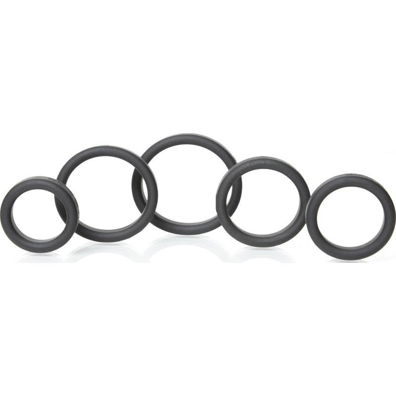 Boneyard Silicone Ring 5 Pc Kit Black - Adult Toys