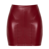 Bordeaux Affair Wet Look Mini Skirt Burgundy - Lingerie