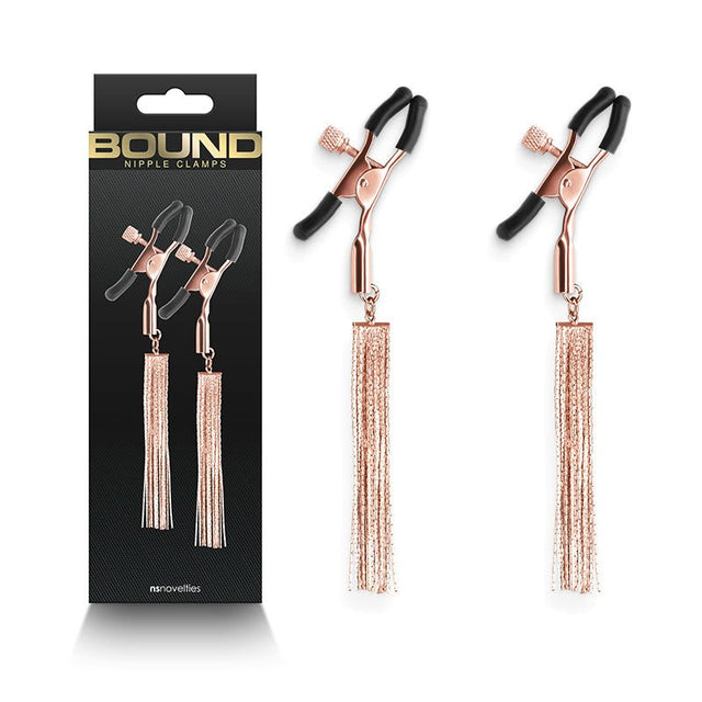 Bound Nipple Clamps - D2 - Rose Gold - Rose Gold Nipple Clamps - Set of 2 - BONDAGE - TOYS