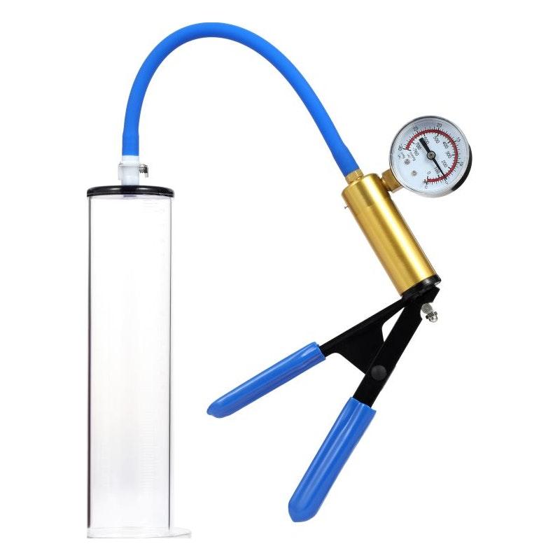 Brass Pistol Penis Pump Set with Gauge, Hose and Cylinder - Adult Toys
