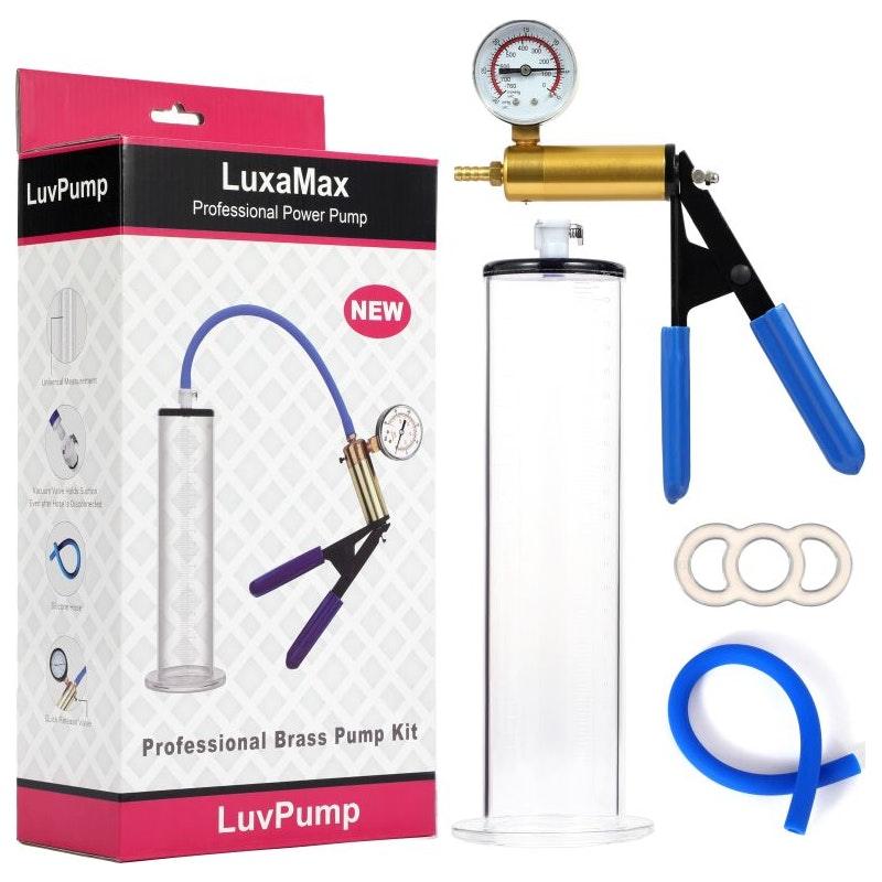 Brass Pistol Penis Pump Set with Gauge, Hose and Cylinder - Adult Toys