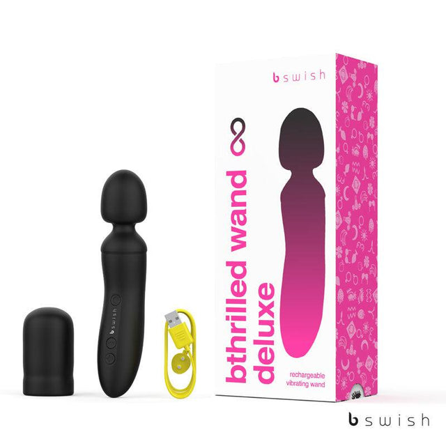 Bthrilled Premium - Noir               - Black 21 cm USB Rechargeable Massage Wand - Naughty by Nature Adult Store