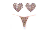 Bubbly Feels Nude Sequin Pantie and Heart Pastie Set - Adult Toys