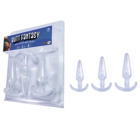 Butt Fantasy Triple Tapered Anal Plug Set - Clear Beginners Set - ANAL TOYS