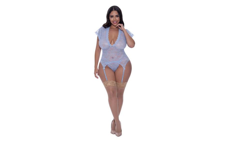 Cap Sleeve Basque and Thong Set - Lingerie