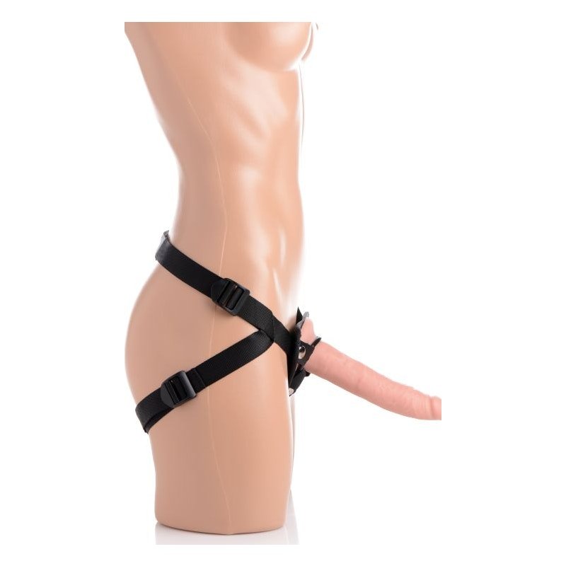 Charmed 7.5in Silicone Dildo w Harness Flesh - Adult Toys