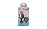 Cheeky Charms Gunmetal Butt Plug w Heart Rainbow Jewel Large - Adult Toys