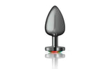 Cheeky Charms Gunmetal Butt Plug w Heart Rainbow Jewel Small - Adult Toys