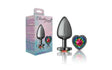 Cheeky Charms Gunmetal Butt Plug w Heart Rainbow Jewel Small - Adult Toys