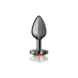 Cheeky Charms Gunmetal Butt Plug w Heart Rainbow Jewel Small - Adult Toys