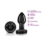 Cheeky Charms Gunmetal Rechargeable Vibrating Metal Butt Plug w Remote Small - Naughty by Nature Adult Store