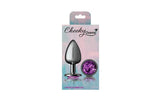Cheeky Charms Gunmetal Round Butt Plug w Purple Jewel Large - Adult Toys