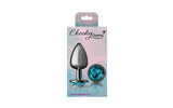 Cheeky Charms Gunmetal Round Butt Plug w Teal Jewel Medium - Adult Toys