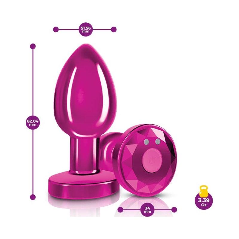 Cheeky Charms Pink Rechargeable Vibrating Metal Butt Plug w Remote Medium - Adult Toys