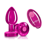 Cheeky Charms Pink Rechargeable Vibrating Metal Butt Plug w Remote Medium - Naughty by Nature Adult Store