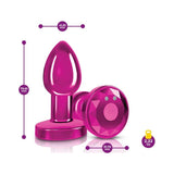 Cheeky Charms Pink Rechargeable Vibrating Metal Butt Plug w Remote Small - Naughty by Nature Adult Store